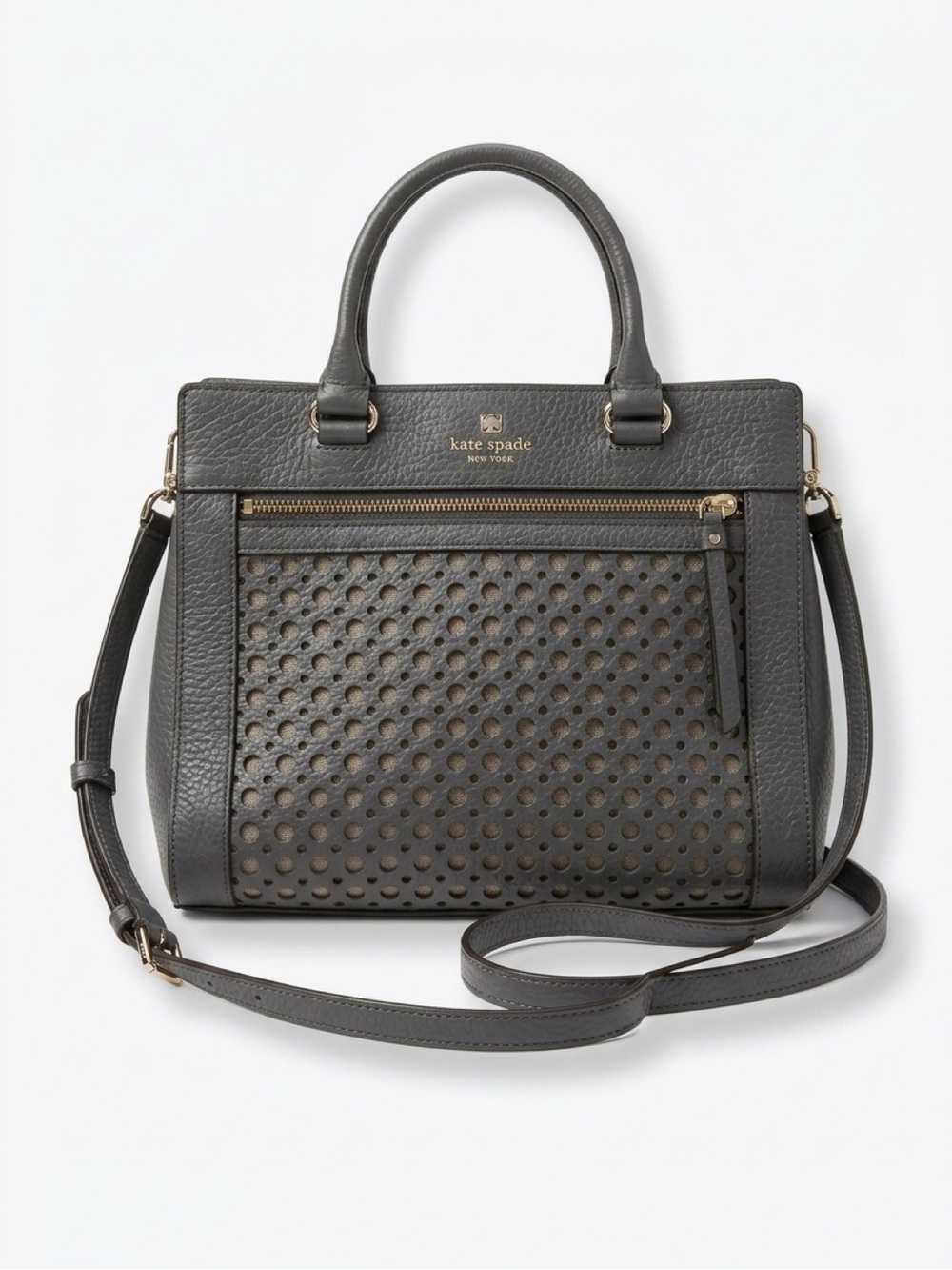 kate spade Charcoal Perri Lane Medium tote with Gold Hardware